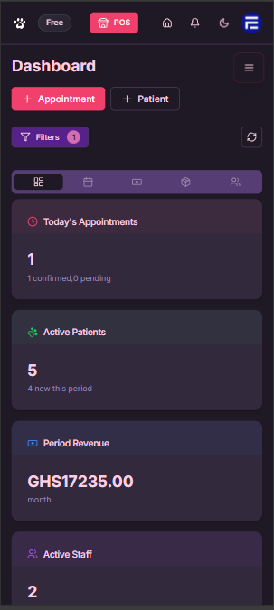 Mobile Veterinary Dashboard